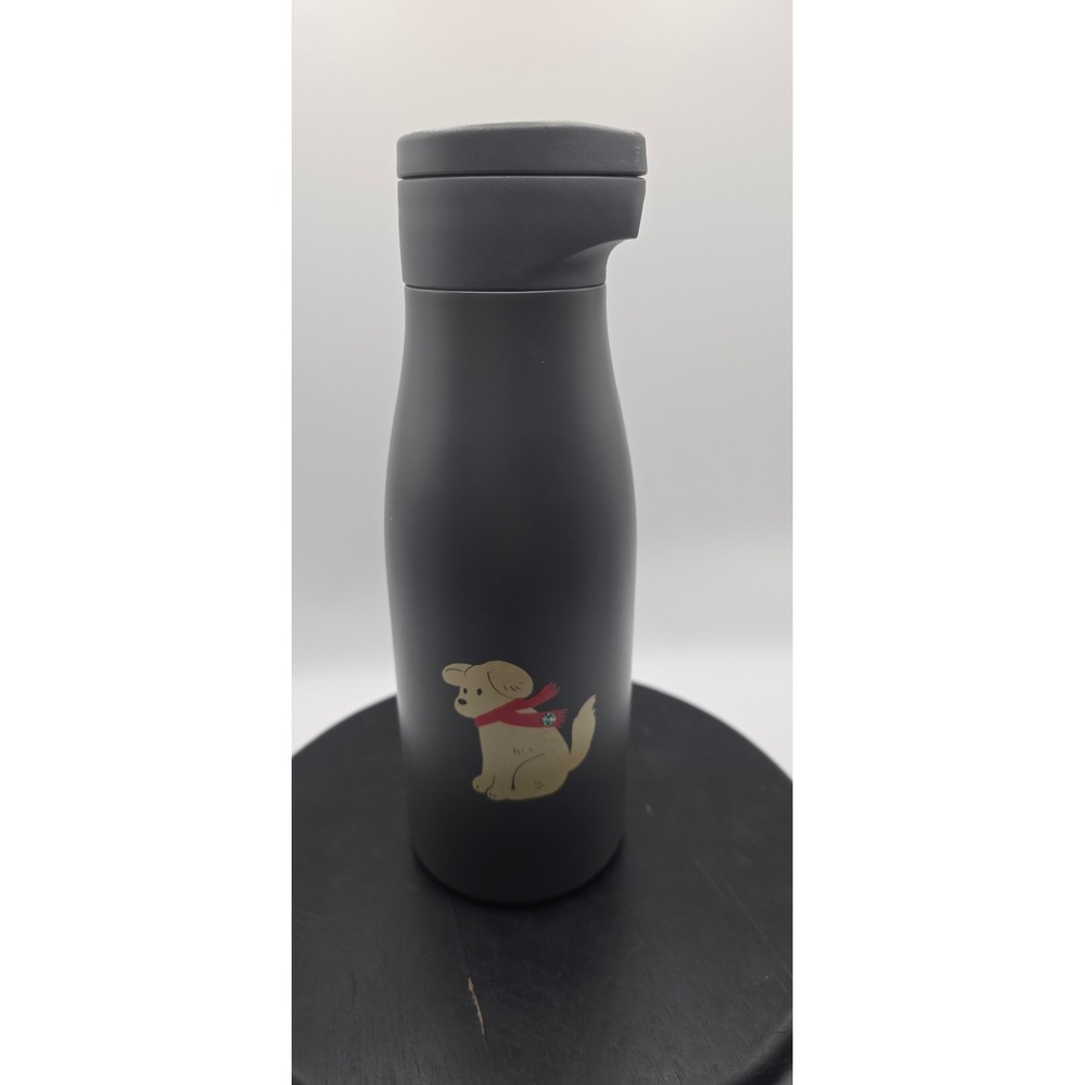 Starbucks 14oz Gray Stainless Steel Water Bottle Holiday Dog Scarf 11182057